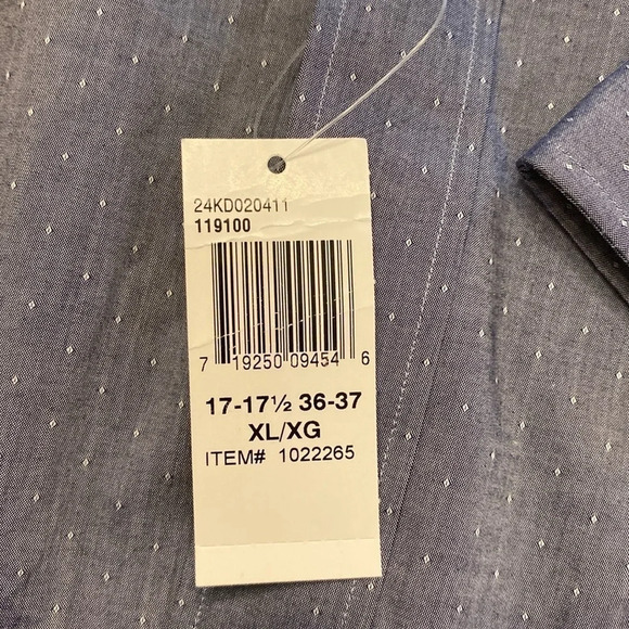 Tommy Hilfiger Mens Long Sleeve Button Shirt Blue/Grey Wrinkle Resistant XL NWT - Picture 4 of 8